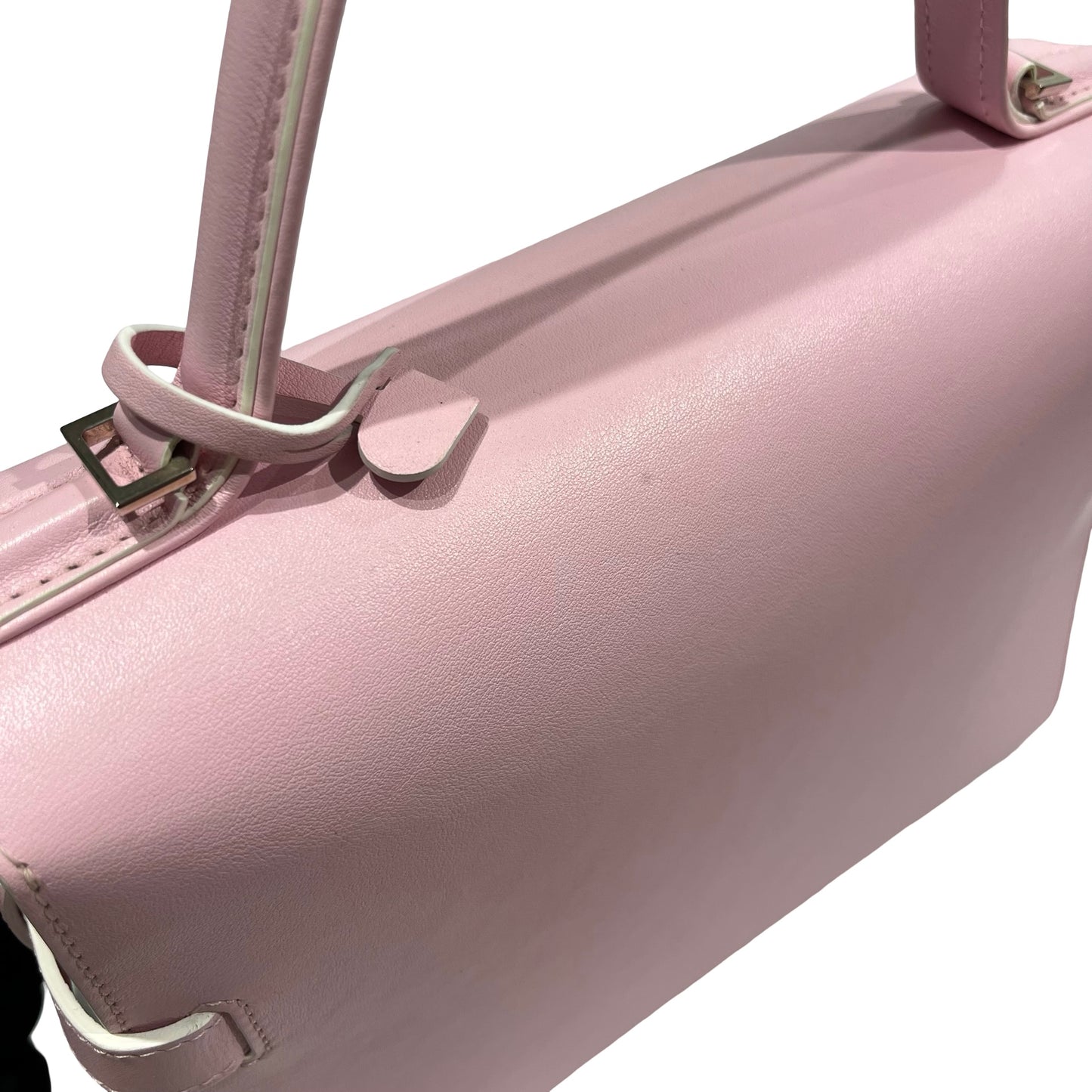 Used DELVAUX Calfskin Leather Tempete MM Shoulder Bag Pink GHW