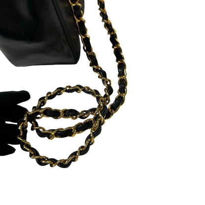 Used Chanel Lambskin Leather Cf Flap Vintage Shoulder Bag Black GHW