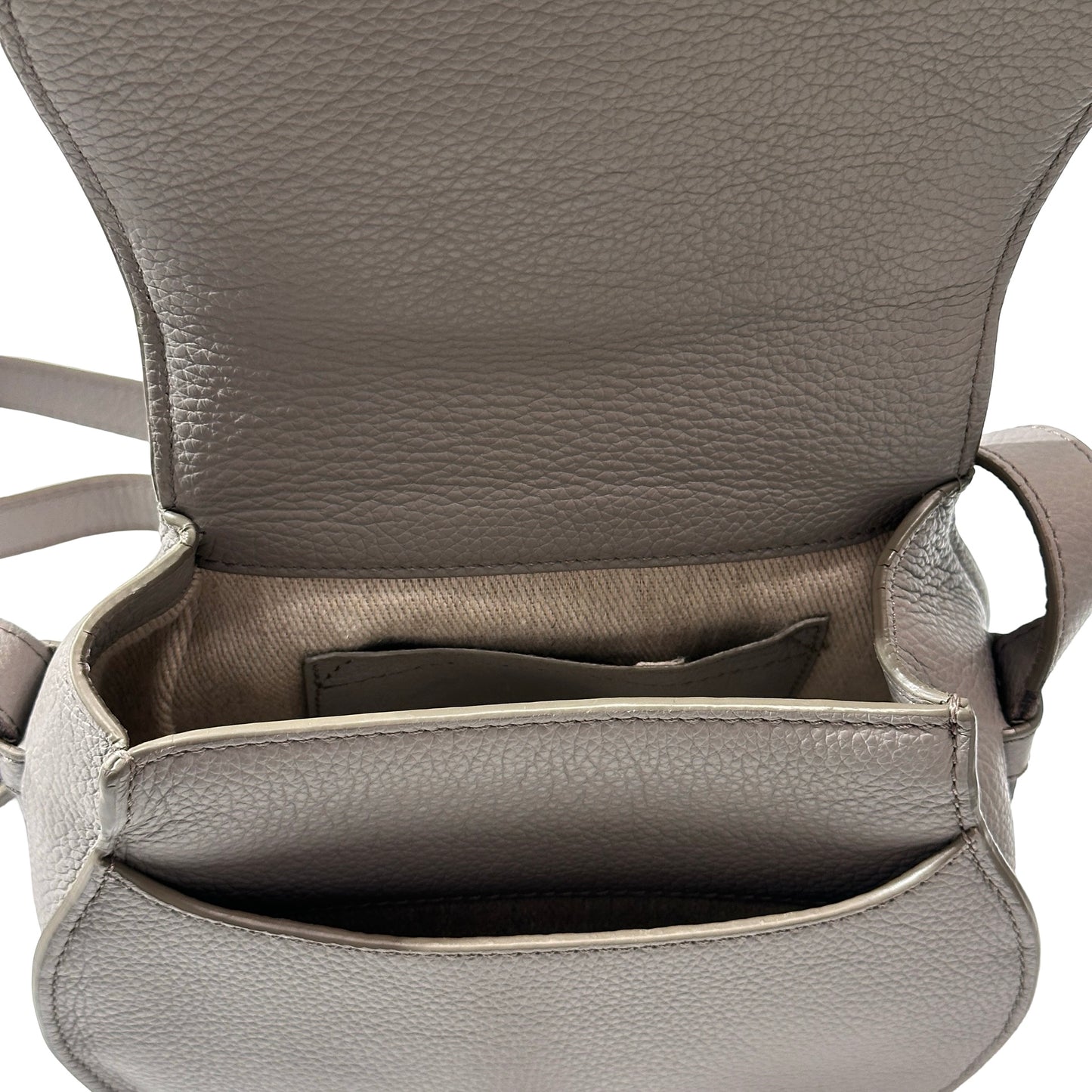 Used CHLOE Grained Calfskin Cross body bag Saddle Bag Grey