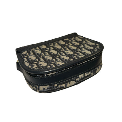 Used DIOR Oblique Jacquard Bobby Shoulder Bag Blue Navy GHW