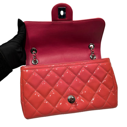 Used Chanel Patent Leather Flap Shoulder Bag PHW Pink