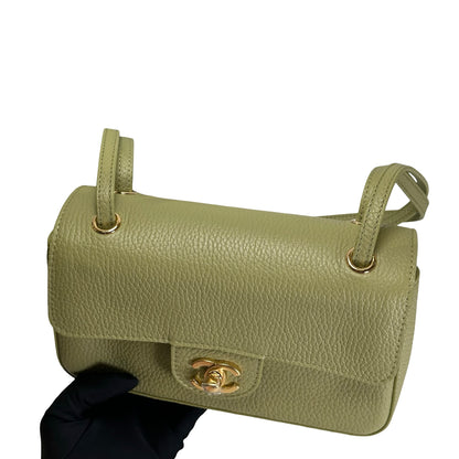 Brand New CHANEL Caviar Leather Mini Flap Bag Shoulder Bag Green GHW