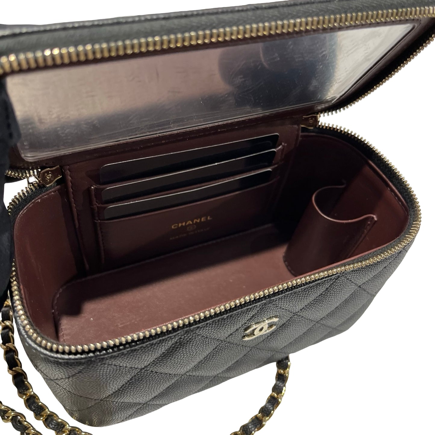 Used CHANEL Vanity Case Cross Body Bag Black GHW