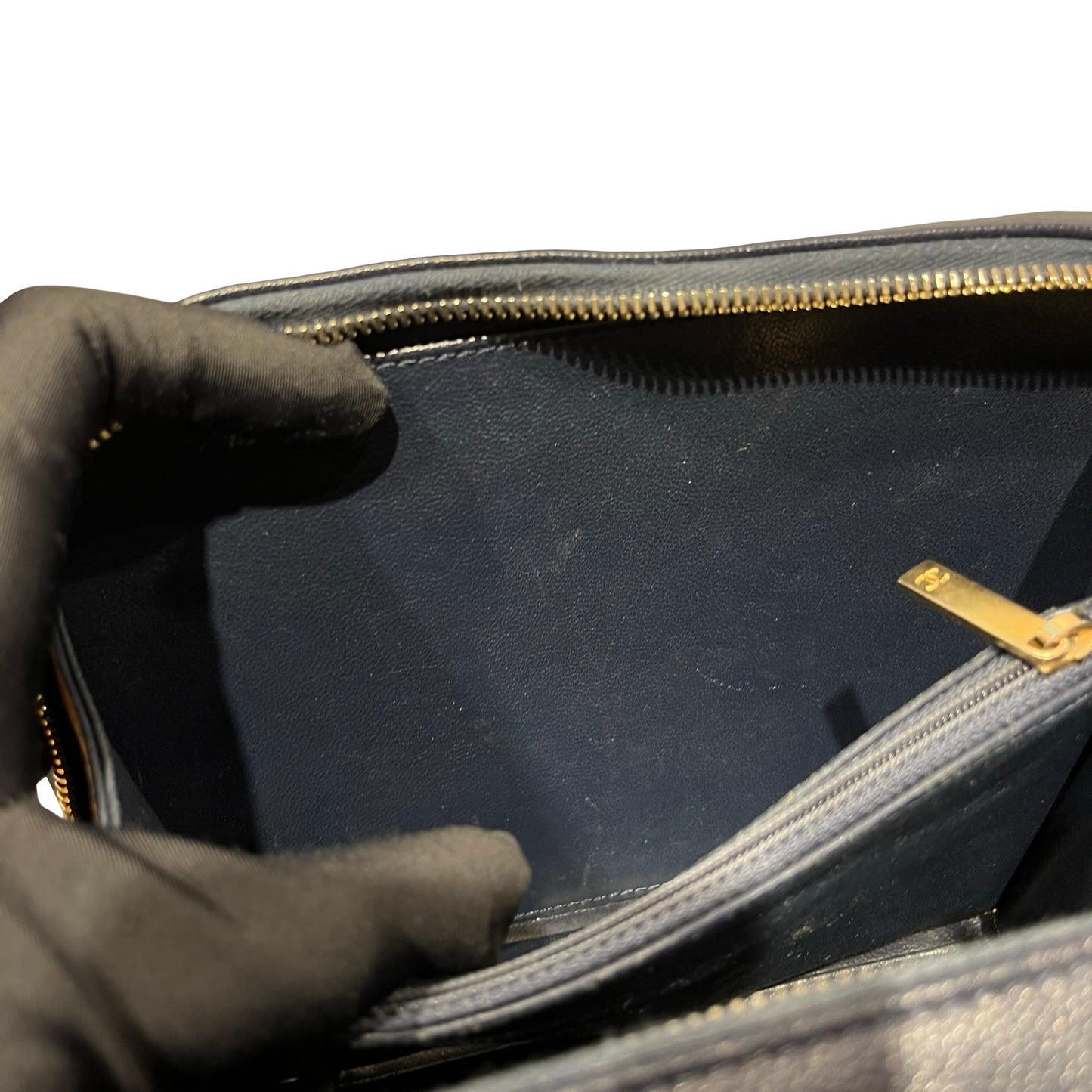 Used CHANEL Calfskin Leather Chanel Vanity Case Vanity Case Navy GHW