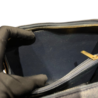Used CHANEL Calfskin Leather Chanel Vanity Case Vanity Case Navy GHW