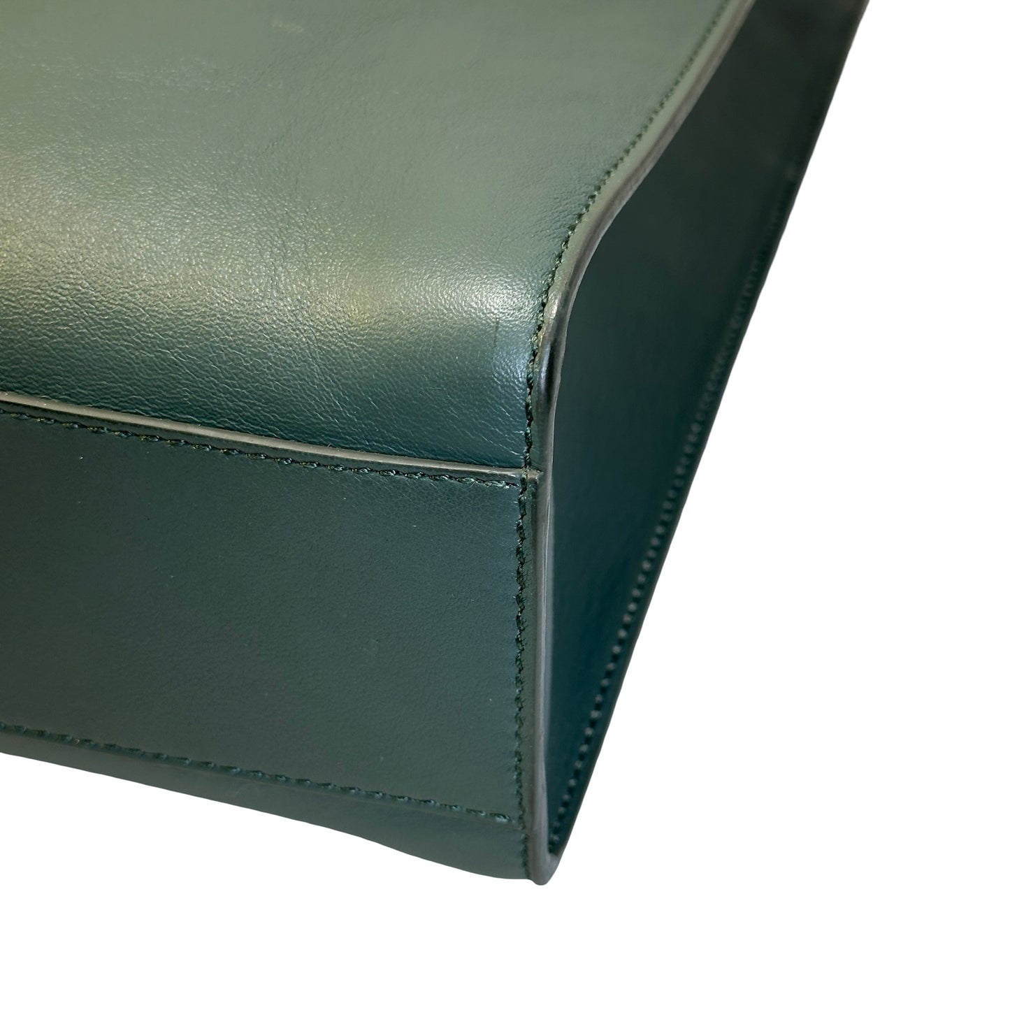 Used BALLY Leather Colorblock Tote Bag Tote Bag Dark Green Beige