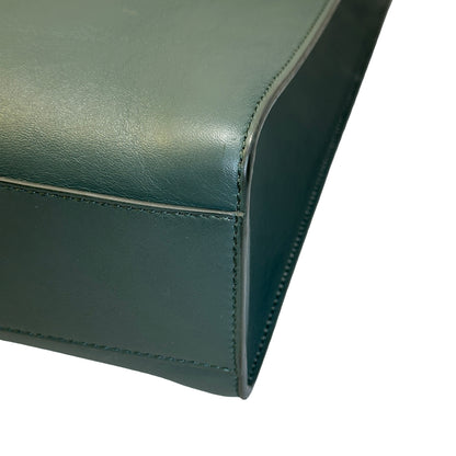 Used BALLY Leather Colorblock Tote Bag Tote Bag Dark Green Beige