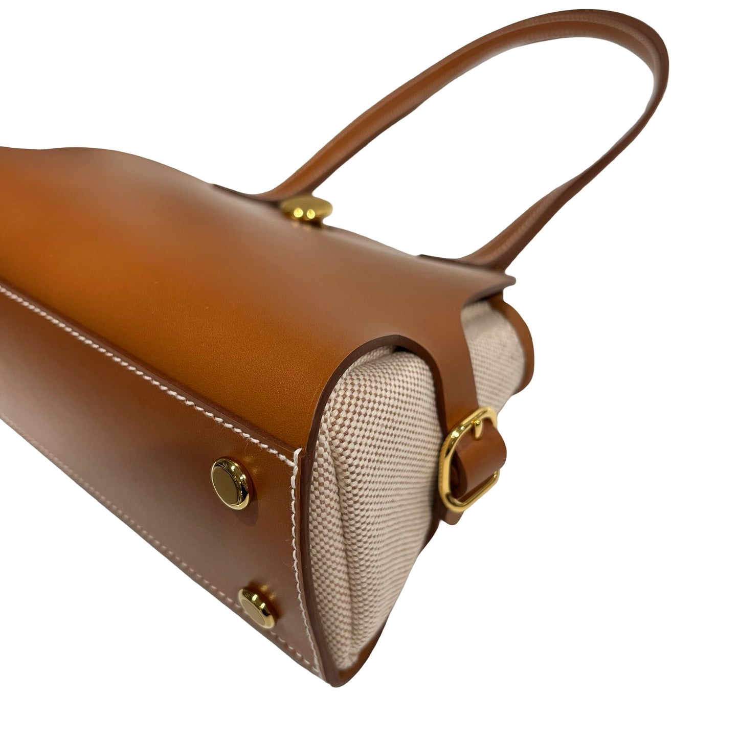 Unused Hermès Swift leather Canvas SAC TABLIER SELLIER Shoulder Bag Brown GHW