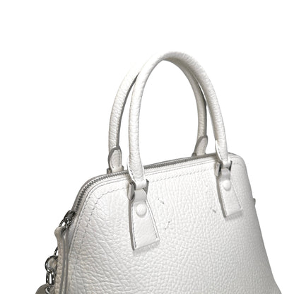 Used MAISON MARGIELA Textured Leather 5AC Classique Mini Bag Handbag White PHW