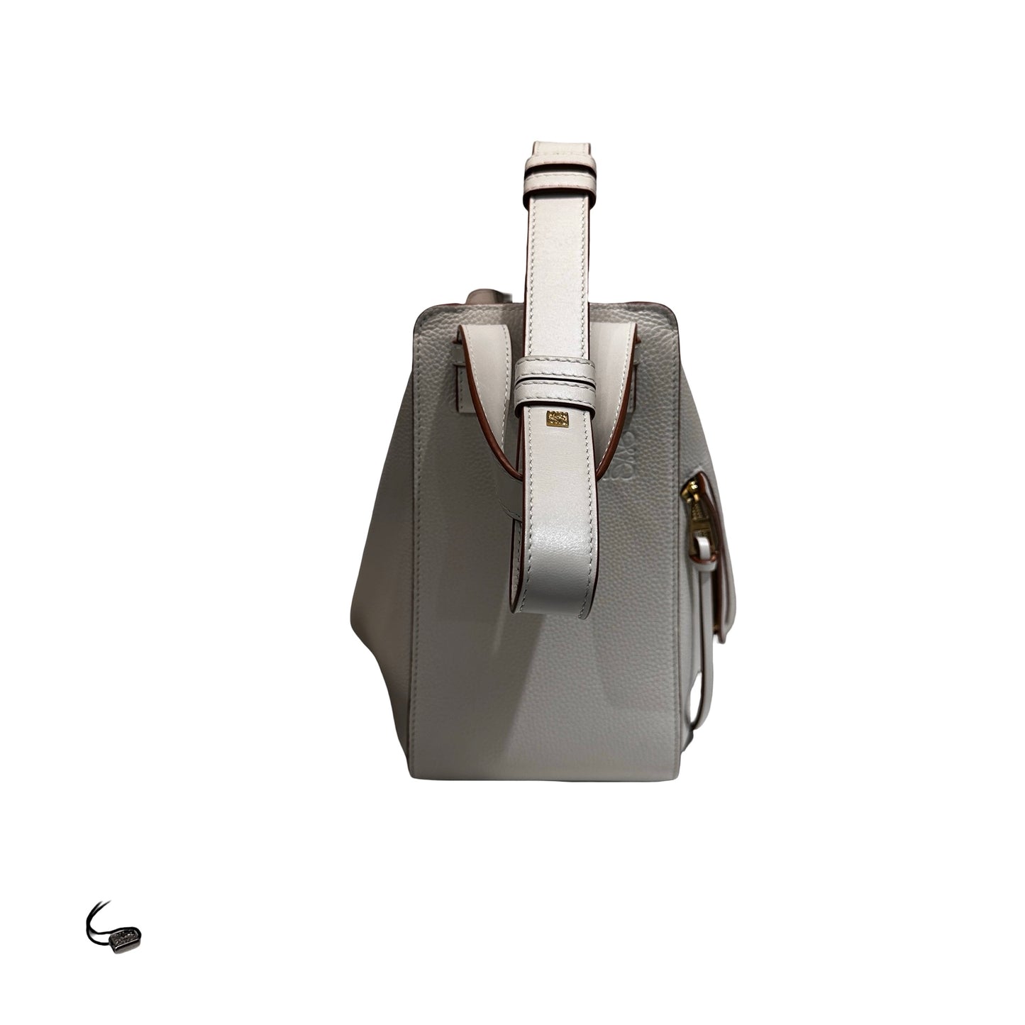 Used LOEWE Calfskin Leather Honnock Shoulder Bag Beige GHW