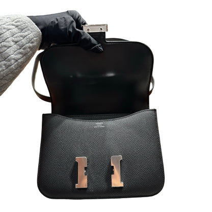 Brand New HERMES Epsom Felt Constance Crossbody Bag Black White