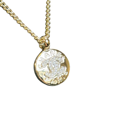 Brand New CHANEL CC Logo Coin Coin Motif Necklace Necklace Gold