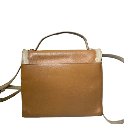 Used LOEWE Lambskin Leather Vintage Shoulder Shoulder Bag Beige Yellow