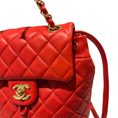 Used CHANEL Lambskin Urban Spirit Backpack Backpack Red