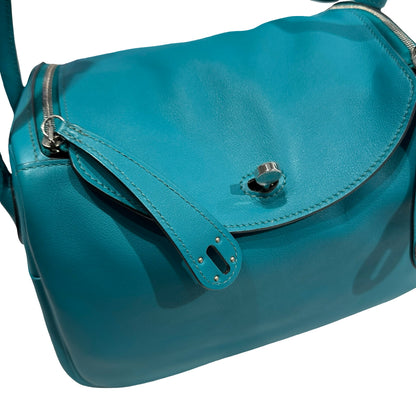 Used HERMES Swift Lindy Handbag Green PHW