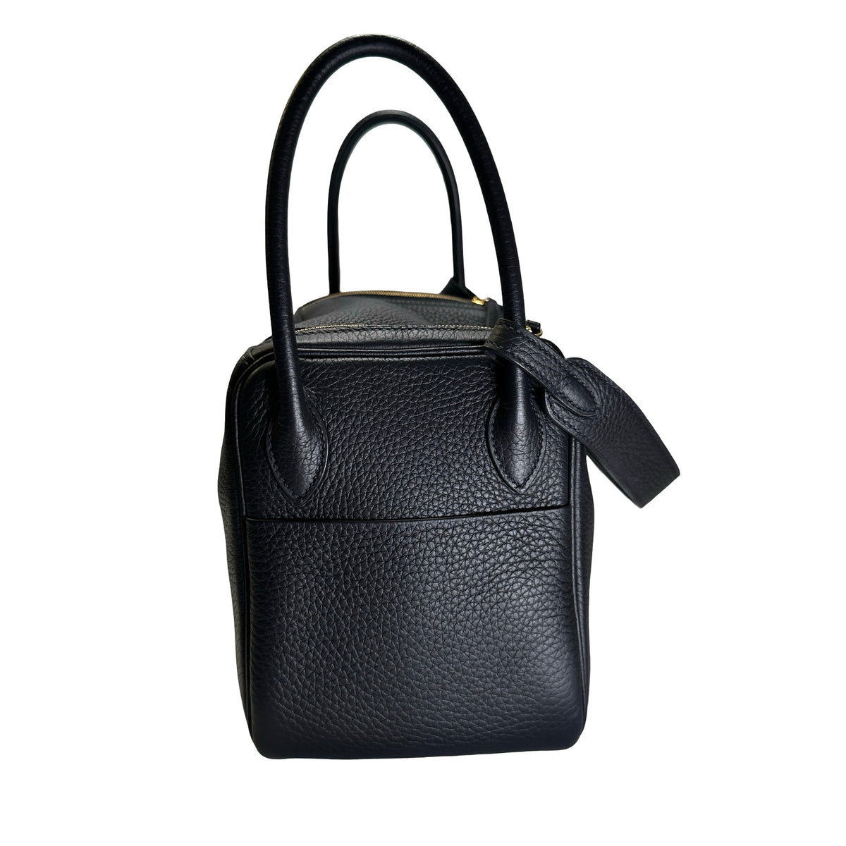 Used HERMES Leather Lindy 26 Handbag Navy GHW