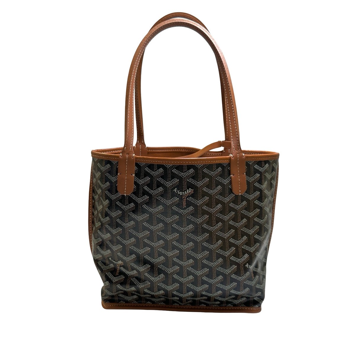 Used GOYARD Goyardine Hobo Tote Bag Black Brown