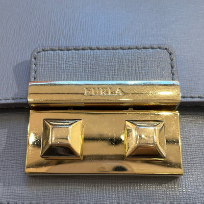 Used FURLA Calfskin Leather Furla Crossbody Cross Body Bag Blue GHW