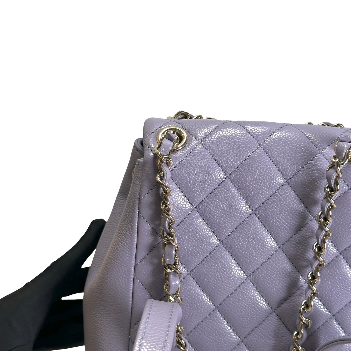Used CHANEL Quilted Caviar Duma Backpack Purple Gold