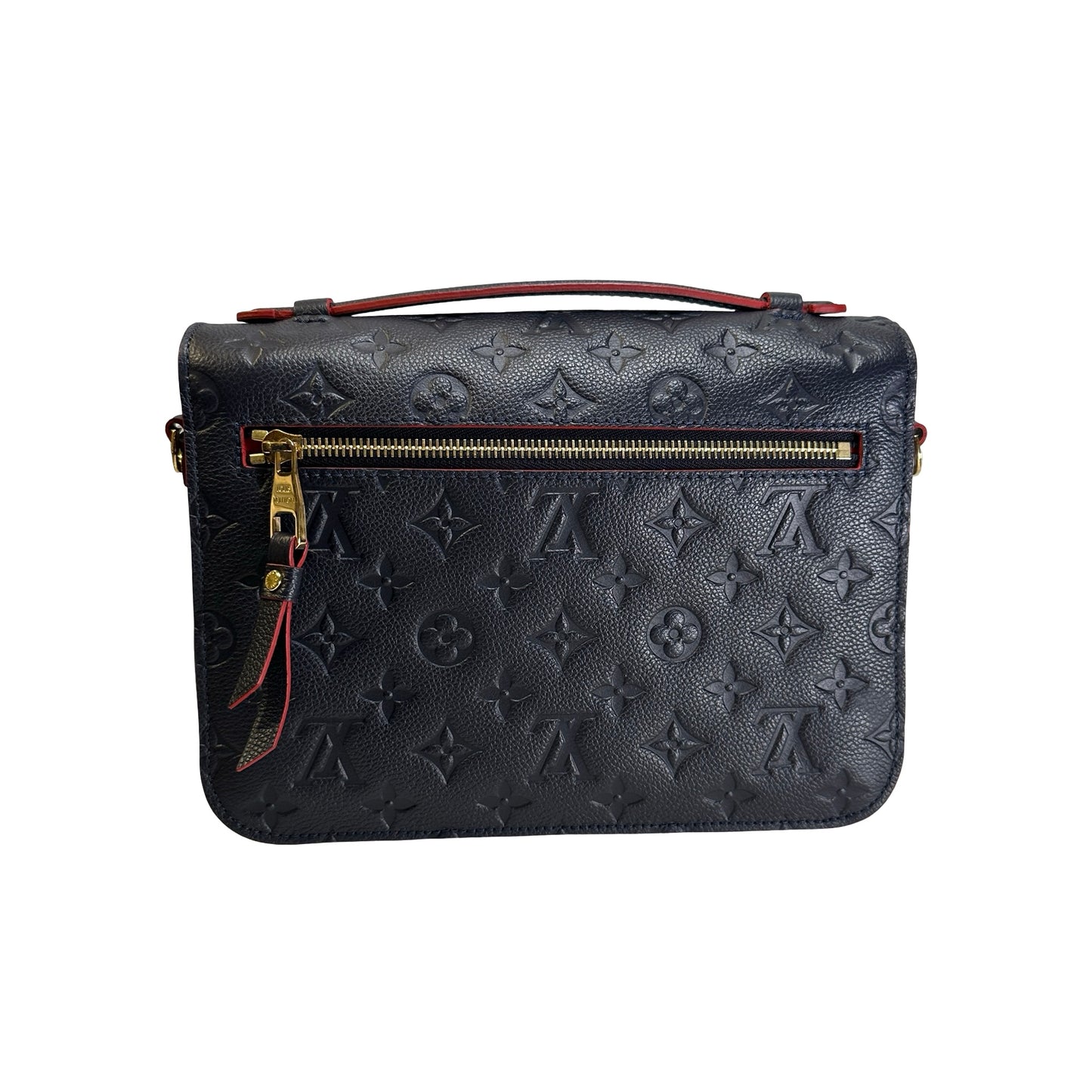 LOUIS VUITTON Monogram Empreinte Pochette Metis Crossbody Bag Navy Blue Red GHW