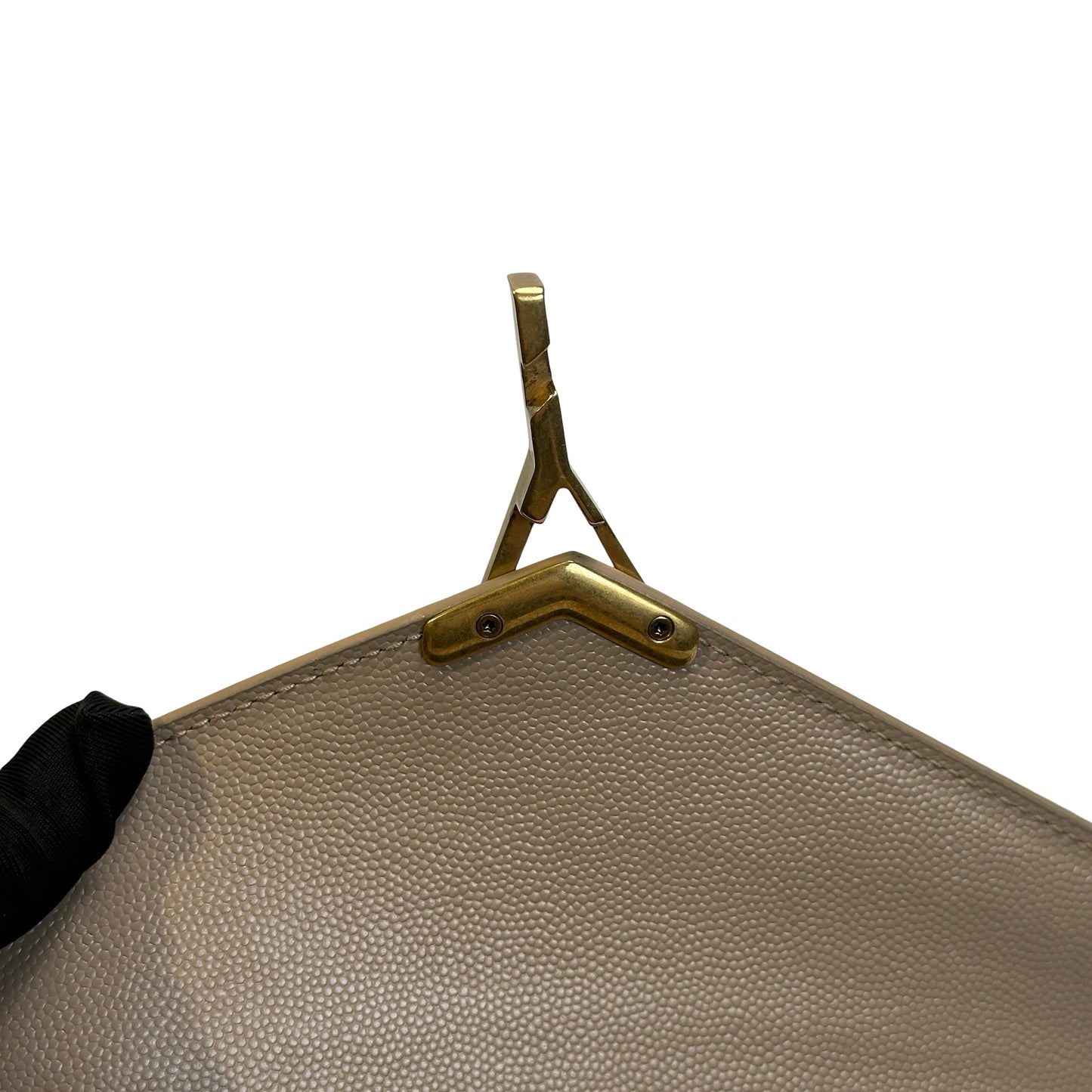 Used SAINT LAURENT grained calfskin Cassandra Handbag taupe