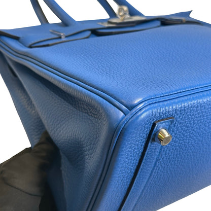 Used HERMES Togo Birkin 30 Handbag Blue PHW