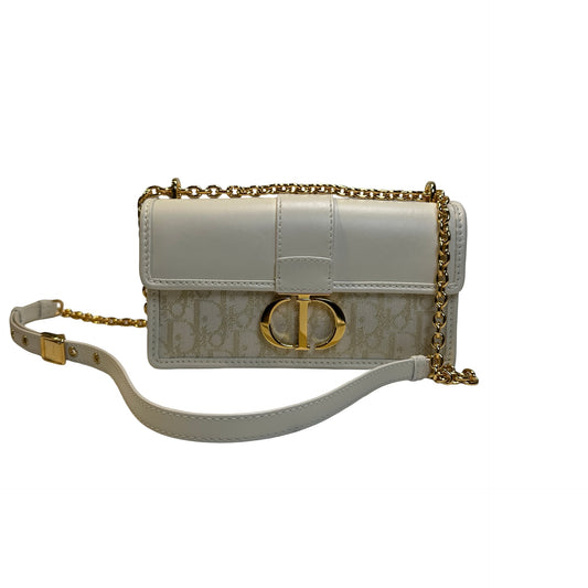 Used DIOR Dior Oblique Leather 30 Montaigne Shoulder Bag White Beige