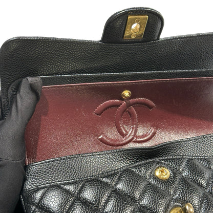Used CHANEL Caviar Quilted CF23 Chain Shoulder Bag Black Gold