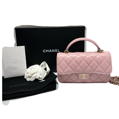Unused CHANEL Lambskin Leather Unused CHANEL Lambskin Leather Chain shoulder with handle Shoulder Pink GHW Shoulder Bag Pink