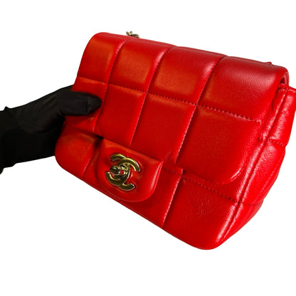Used CHANEL Mini Flap 17cm Cross body bag Red PHW