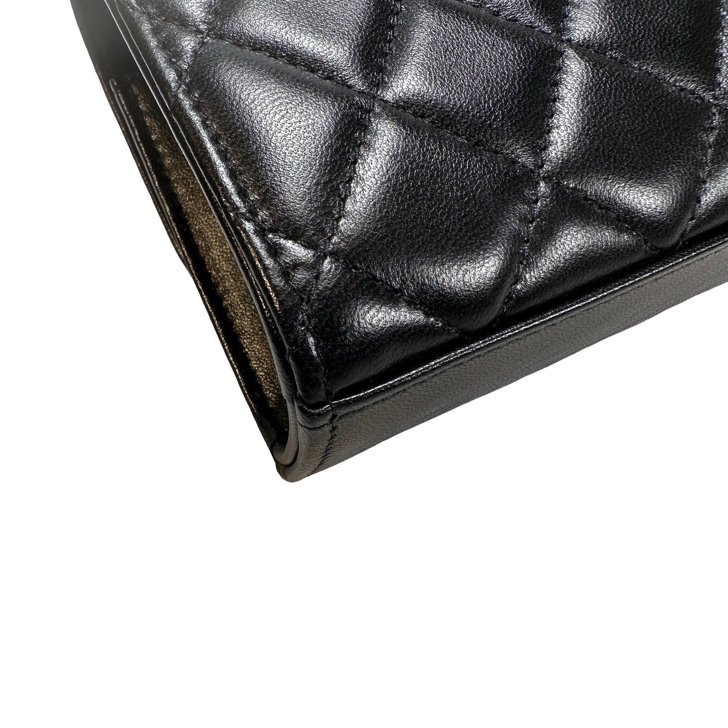 CHANEL Quilted Lambskin Trendy CC Square Clutch with Chain Mini Bag Black GHW