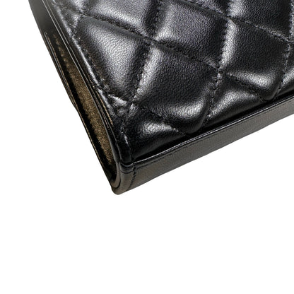 CHANEL Quilted Lambskin Trendy CC Square Clutch with Chain Mini Bag Black GHW