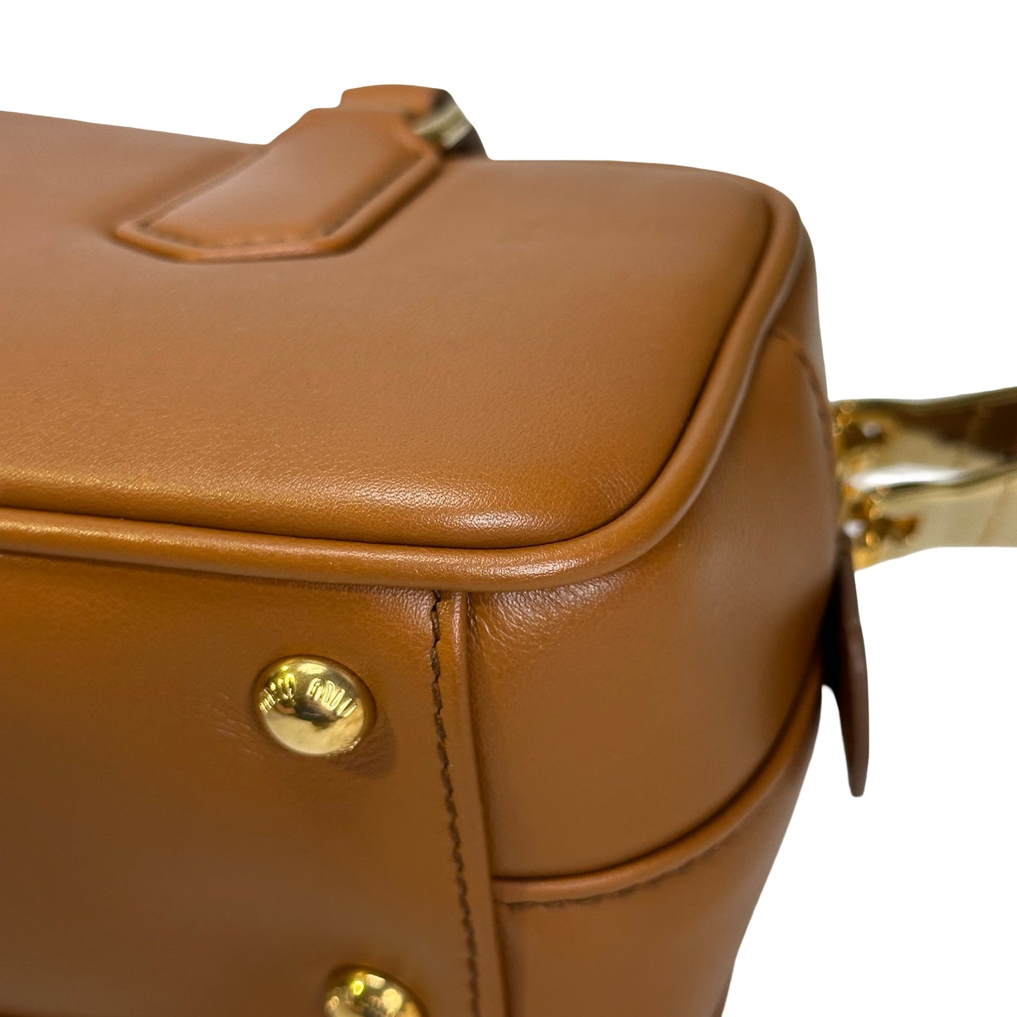Used MIU MIU Leather Bowling Handbag Brown