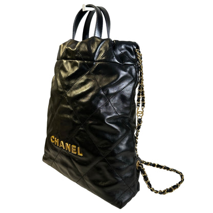 Used CHANEL Quilted Calfskin Chanel 22 Backpack Backpack Black Gold hardware