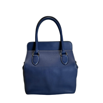 Used HERMES Leather Toolbox Handbag Blue