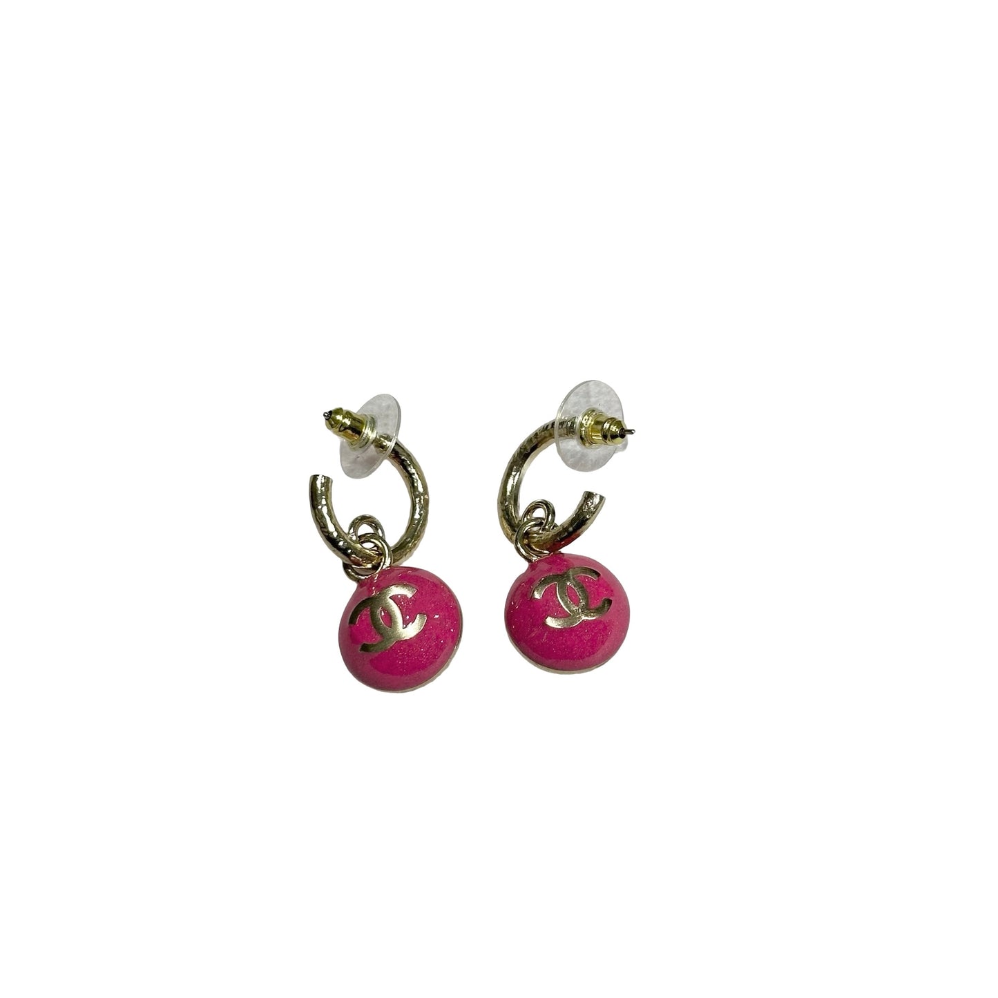 Used Chanel Gold Pink Earrings