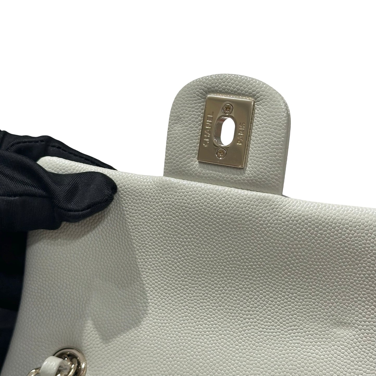 Used CHANEL Calfskin Leather Backpack Calf Skin Backpack Gray GHW