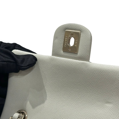 Used CHANEL Calfskin Leather Backpack Calf Skin Backpack Gray GHW