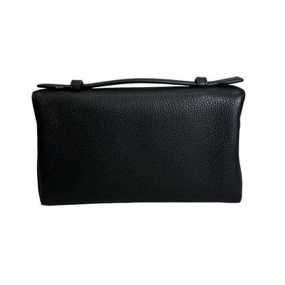 Brand New LORO PIANA Calfskin Leather Extra Pocket L19 Handbag Black，GHW