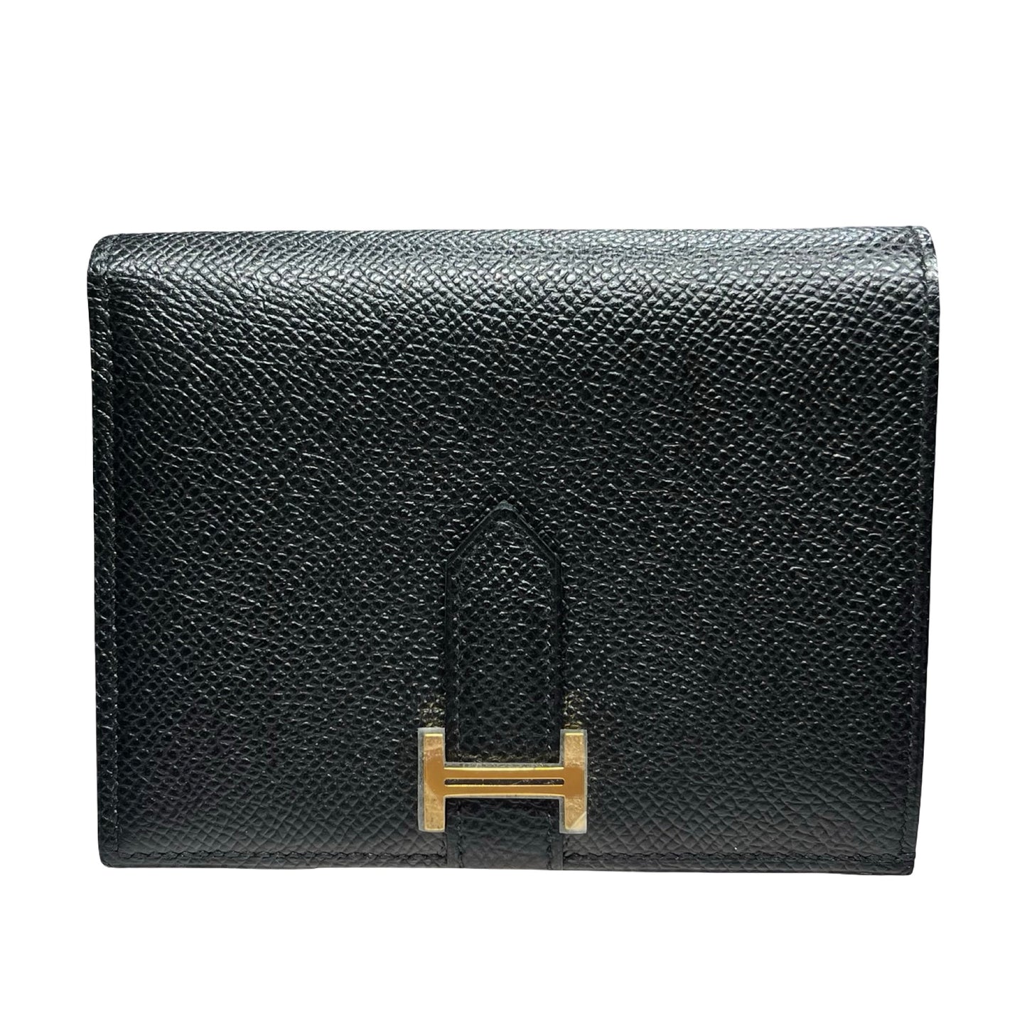 Used HERMÈS Epsom Leather Bearn Wallet Black GHW