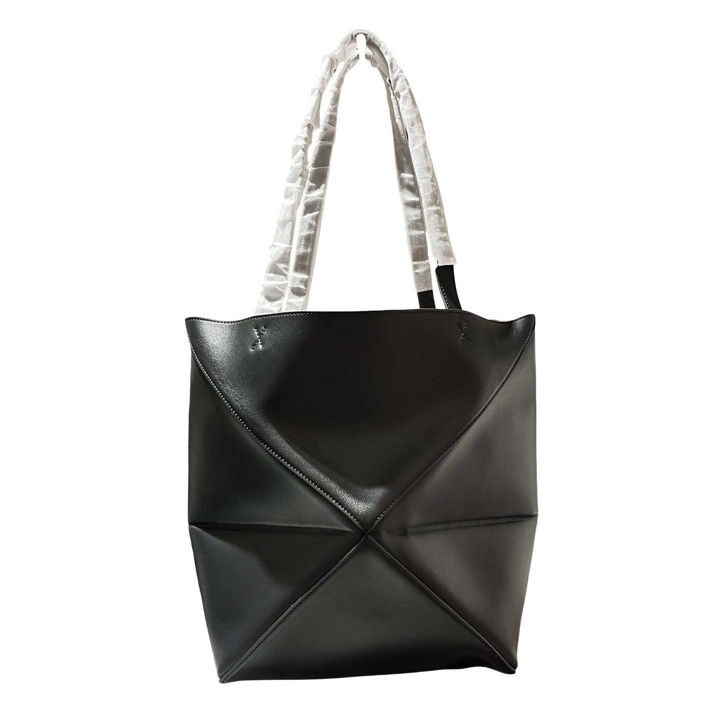 Used LOEWE Calfskin Leather Puzzle Fold Tote Bag Black