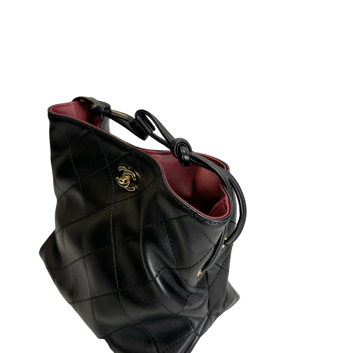 Brand New CHANEL Quilted Leather Gabrielle Hobo Bucket Bag Black Gold