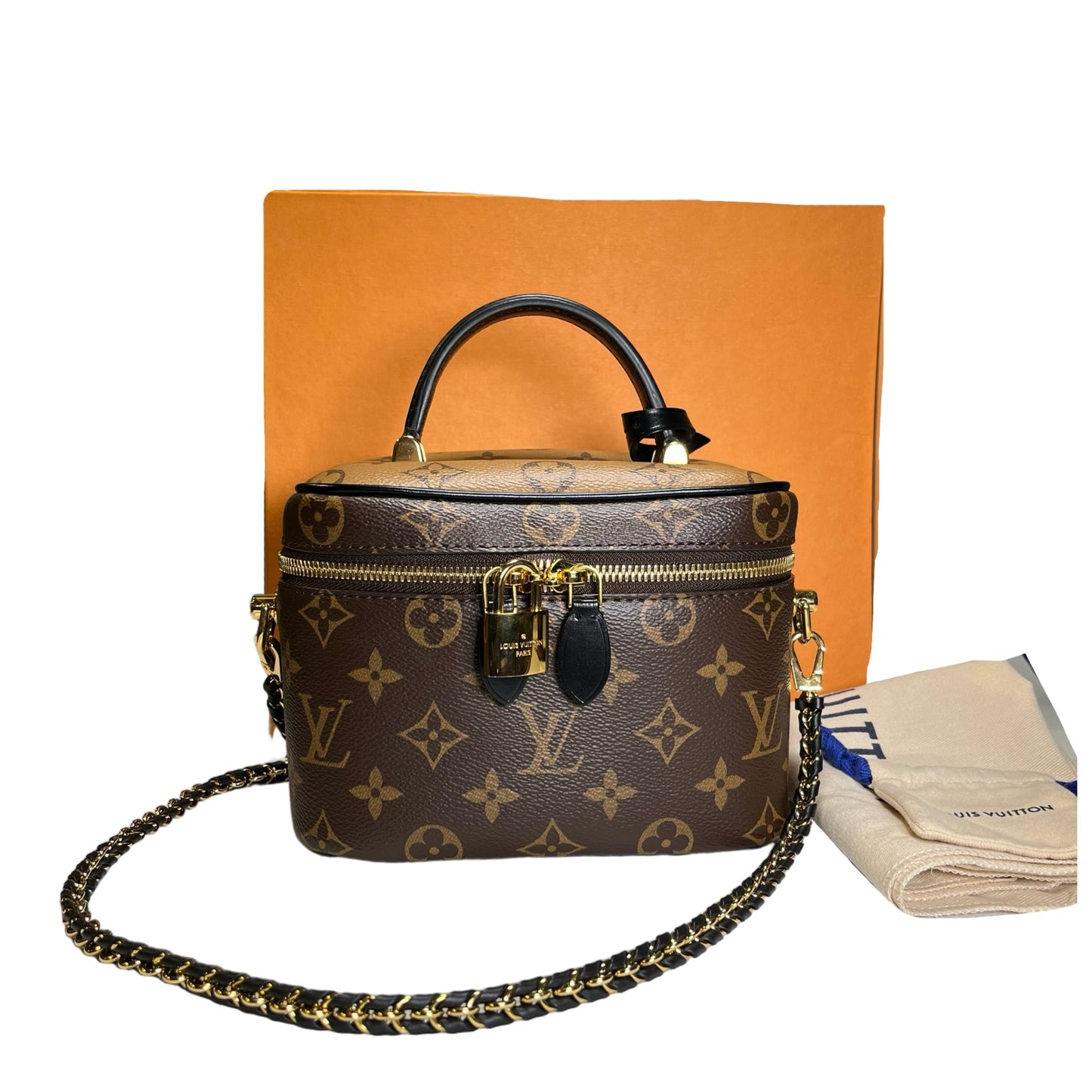 Used LOUIS VUITTON Monogram Reverse Monogram Canvas Vanity PM Monogram/Reverse Monogram Vanity case Brown Light Brown GHW