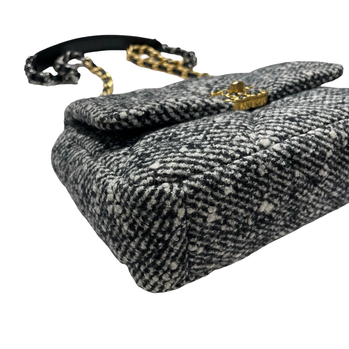 Used CHANEL Tweed Chanel 19 Handbag Black White