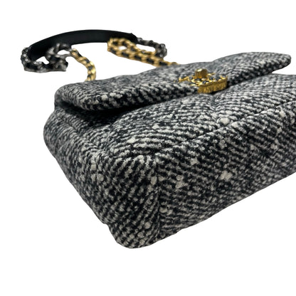 Used CHANEL Tweed Chanel 19 Handbag Black White