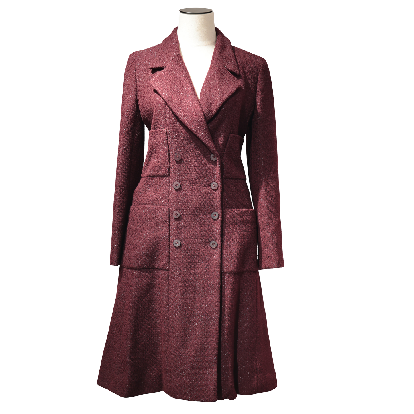 CHANEL WINE RED TWEED LONG JACKET [20002011]