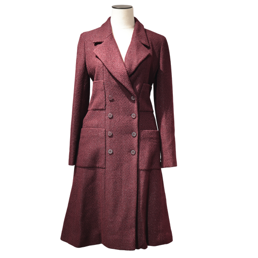 CHANEL WINE RED TWEED LONG JACKET [20002011]