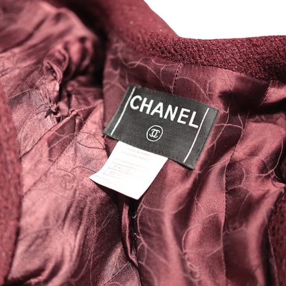 CHANEL WINE RED TWEED LONG JACKET [20002011]