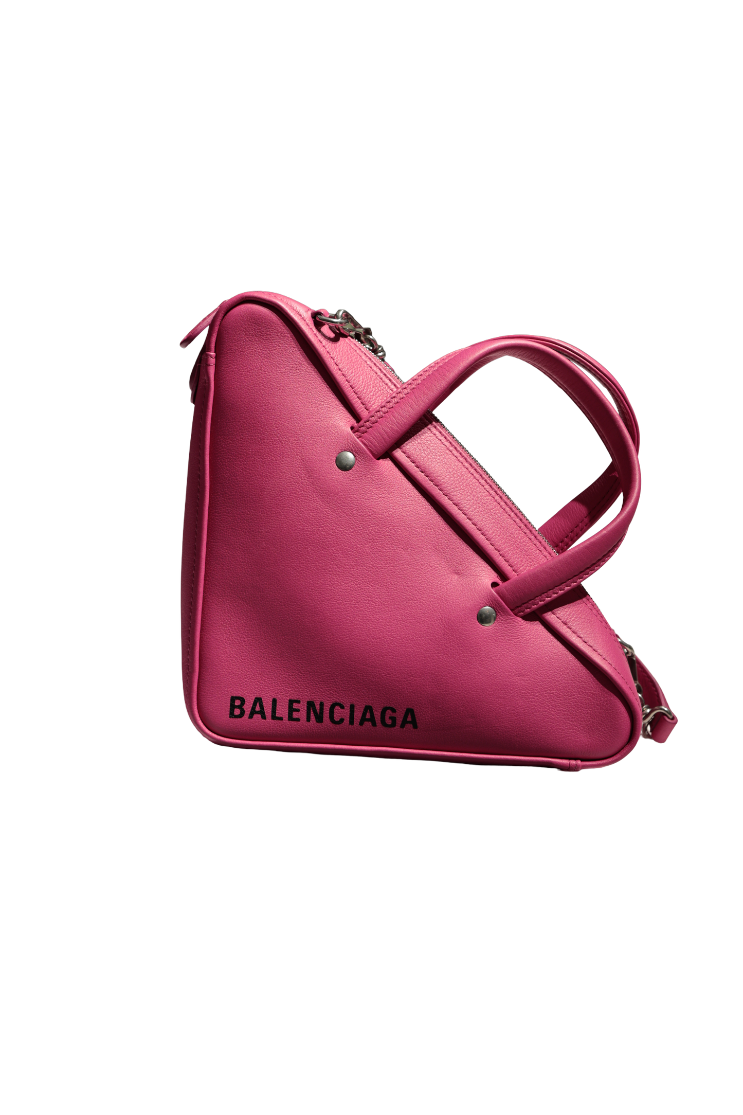 BALENCIAGA TRIANGLE S DUFFLE PINK LEATHER PHW CROSSBODY BAG [3000515]
