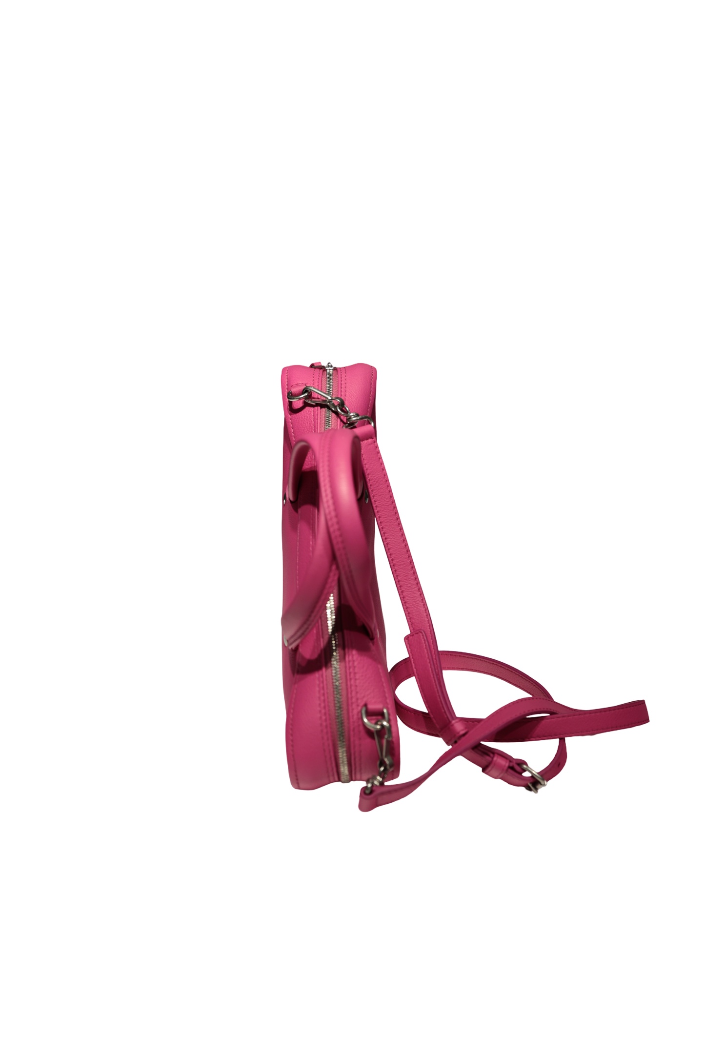 BALENCIAGA TRIANGLE S DUFFLE PINK LEATHER PHW CROSSBODY BAG [3000515]
